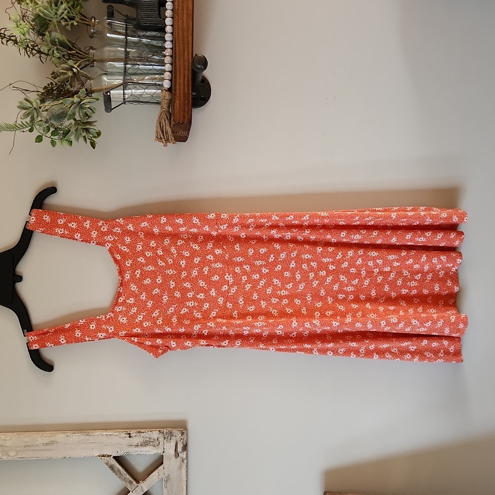Women's/Juniors | So Square Fit & Flare Dress | Orange & White Floral | Medium
